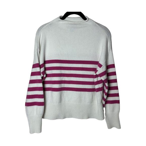 Truth by Republic Sweater Women's Size Medium Mock Neck White w/ Pink Stripes - Picture 6 of 16